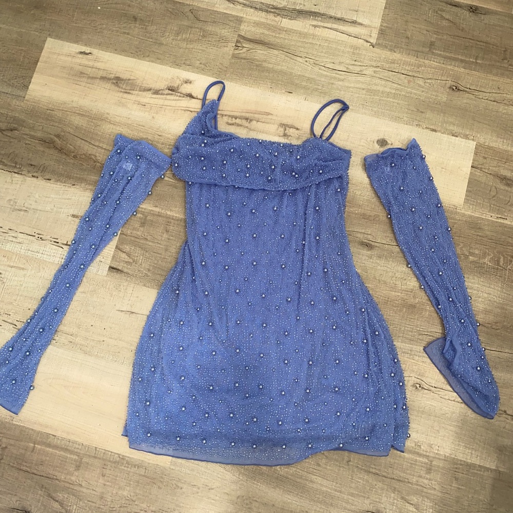 Oh Polly SOHO dress beaded light blue color size 8